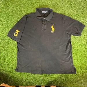 Polo Ralph Lauren Custom Fit Shirt Men’s Size XXL 2XLT Black with Gold Big Pony